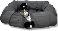4 Ways Shuttled XL Cat Tunnel Bed for Indoor Cats Peekaboo Cat Cave Donut with C