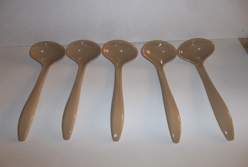 5 Vintage Tupperware Beige Ladle Condiment Caddy Spoons