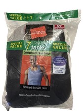 NEW  7 MEN'S HANES TAGLESS TANKS, Small 34-36  Comfort Soft Finished Bottom Hem