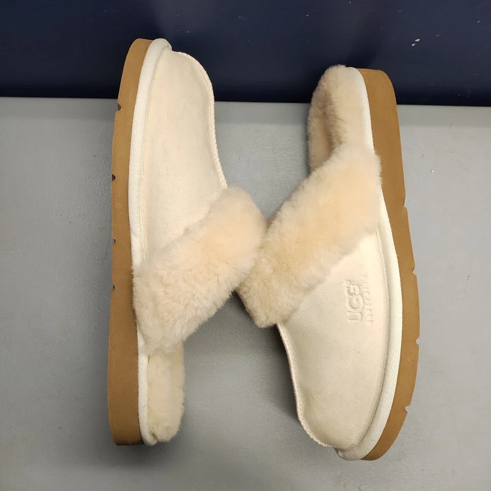 Zapatillas UGG Disquette Plataforma Mula Mujer EE. UU. 11 Blanco Piel de Oveja Sin Cordones 5614 Foto 3 de 4