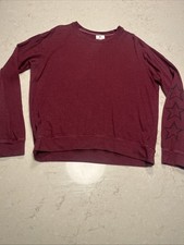 Sundry Sweatshirt Size 2 M Burgundy Stars Gym Workout Casual Oversized Cozy