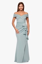 Xscape Off Shoulder Ruched Mermaid Gown 4 Green Formal Wedding Guest