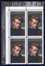 US Stamp Scott #3082, 32c, James Dean, Plate Block, MNH, SCV$2.60