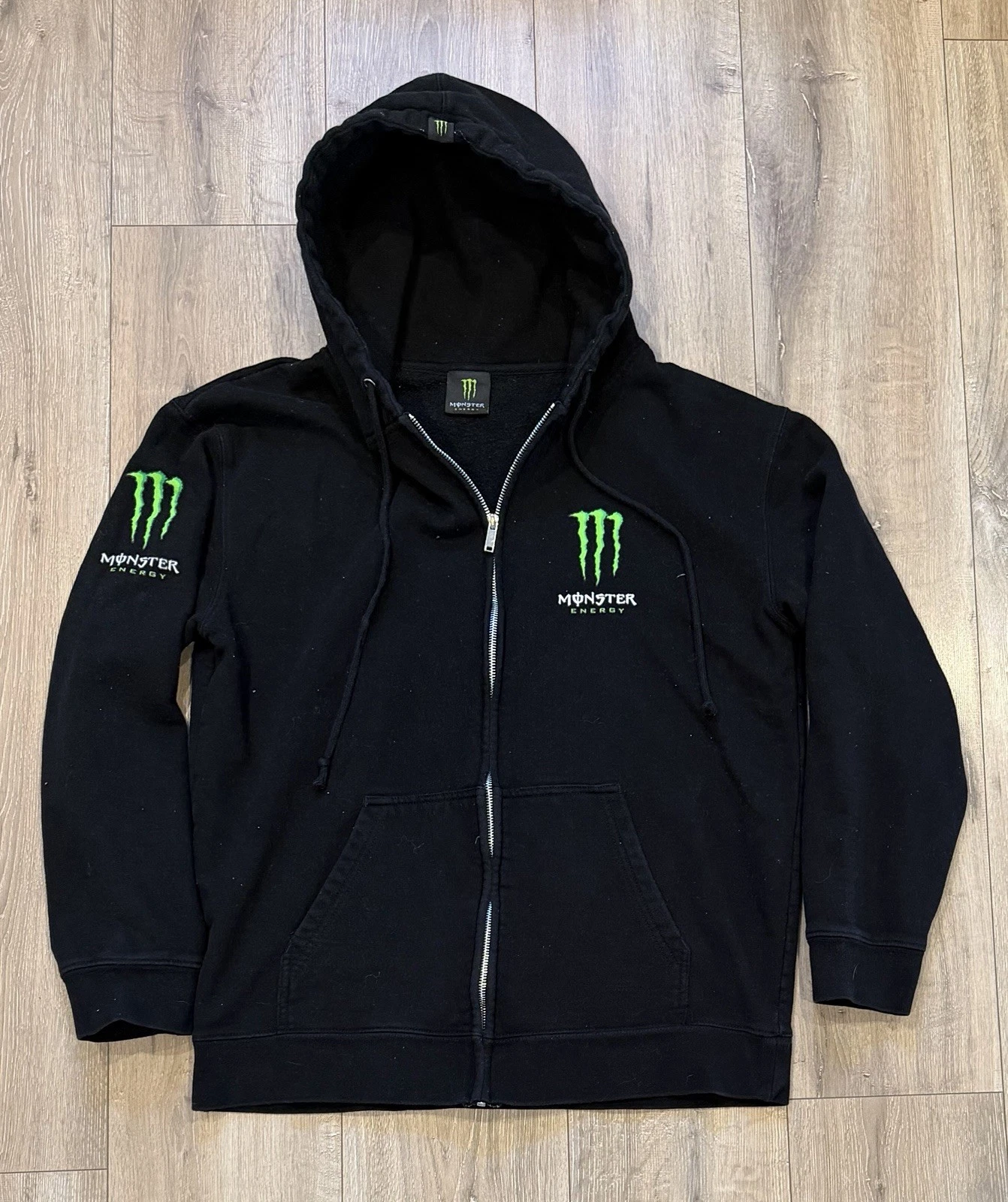 MONSTER ENERGY Men’s Full-Zip Fleece Hoodie Sweatshirt Large Black