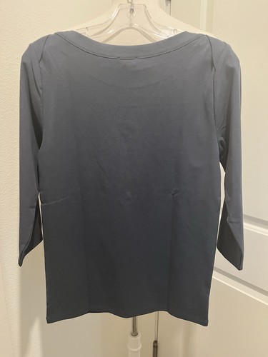 NEW Ann Taylor Large Women Gray Boat Neck T-shirt 3/4 Sleeves Pullover Casual - Picture 4 of 7