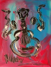 GUITAR  Modern Abstract   Original Oil Painting  IMPRESSIONIST