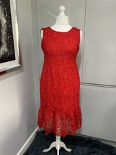Next Petite Midi Dress Size 18 Red Lace Occasion Wedding Races New With Tags
