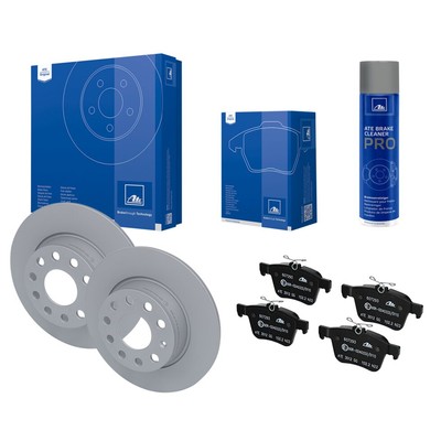 ATE Bremsscheiben + Beläge Bremsenreiniger hinten für Seat VW Skoda Audi Golf
