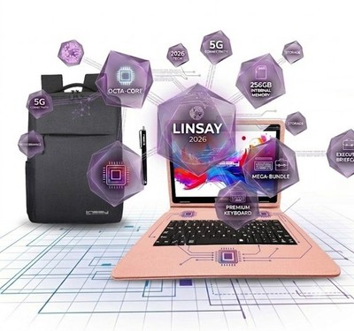 2026 LINSAY Tablet OCTA-CORE 256GB Internal Memory MEGA-BUNDLE w/Key & Bag Black