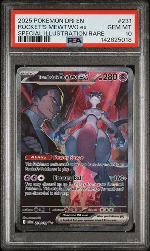 2025 POKEMON DRI EN-DESTINED RIVALS #231 TEAM ROCKET'S MEWTWO EX PSA 10