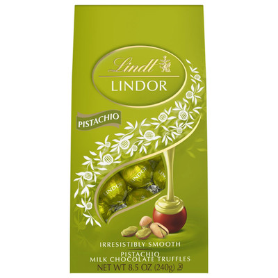 Lindt LINDOR Pistachio Milk Chocolate Candy Truffles Bag   8.5oz