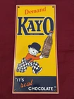 Vintage Kayo Chocolate Milk Porcelain Enamel Metal Sign By Ande Rooney 8 x 17