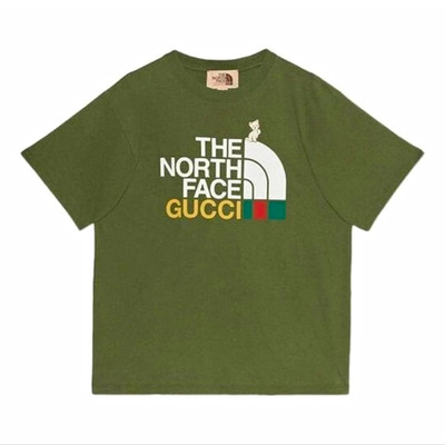 Gucci x The North Face Herren T-Shirt grün Logo-Print Baumwolle L
