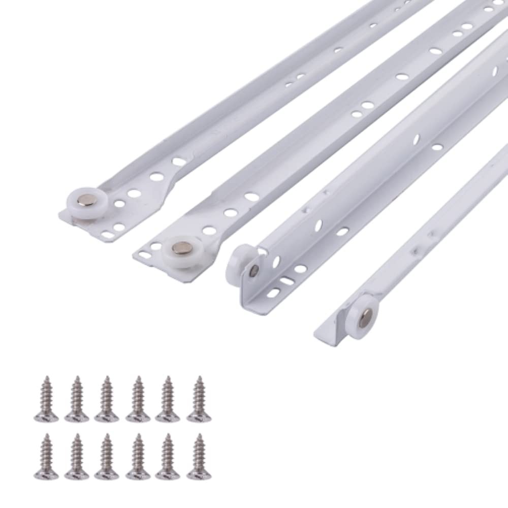 10 Inch White Euro Slides Pack of 4 Pair, Self Closing, Double 10 Inch White Euro Slides Pack of 4 Pair, Self Closing, Double