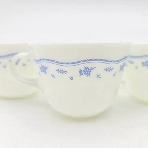 Vintage Pyrex Morning Blue Coffee Tea Cups Set Of 5