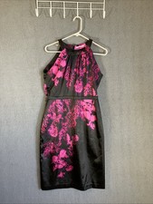T Tahari Black Pink Paisley Floral Lace Print Sheath Dress Size 12 Sleeveless