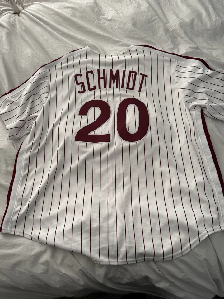 Camiseta a rayas Nike Cooperstown Philadelphia Phillies Mike Schmidt #20 2XL Foto 4 de 4