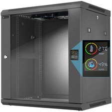 12U Server Rack Wall Mount Server Cabinet Enclosure with 2 Cooling Fans, Temp...