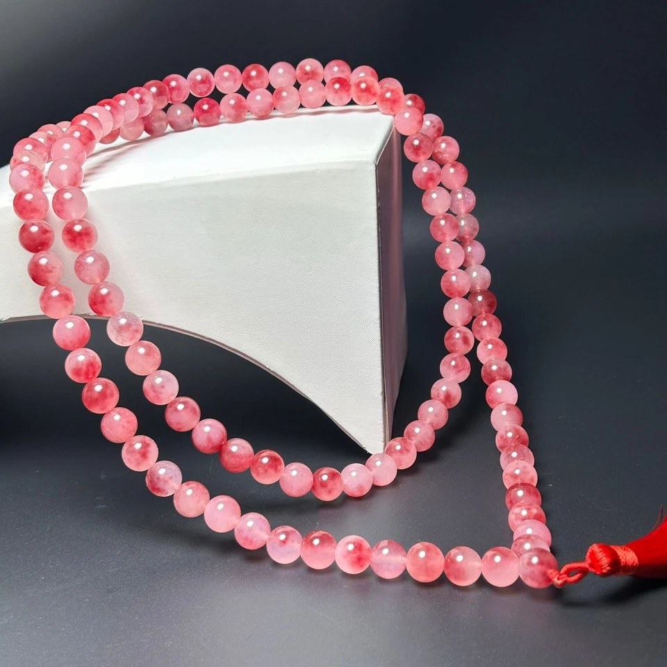 Real Natural Ice Burmese pink Jade jadeite 12mm 108 Beads Necklaces & Pendants - Image 3 of 4