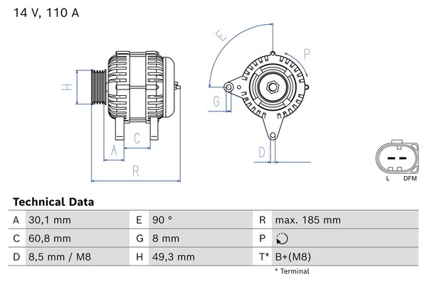 Bosch Lichtmaschine Generator FüR VW Polo 6R 6C 1.2 TSI 6R1 6C1 Golf VI 5K1-image