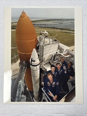 NASA STS 53 Crew Photo at the Top of Launch Pad 39A with Discovery Press Photo