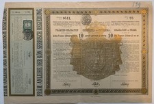 1888 SERBIA 10 GOLD DINARS PREMIUM BOND LARGE SIZE CERTIFICATE!