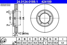 2x ATE Bremsscheibe 24.0124-0189.1 für PORSCHE 911 Carrera