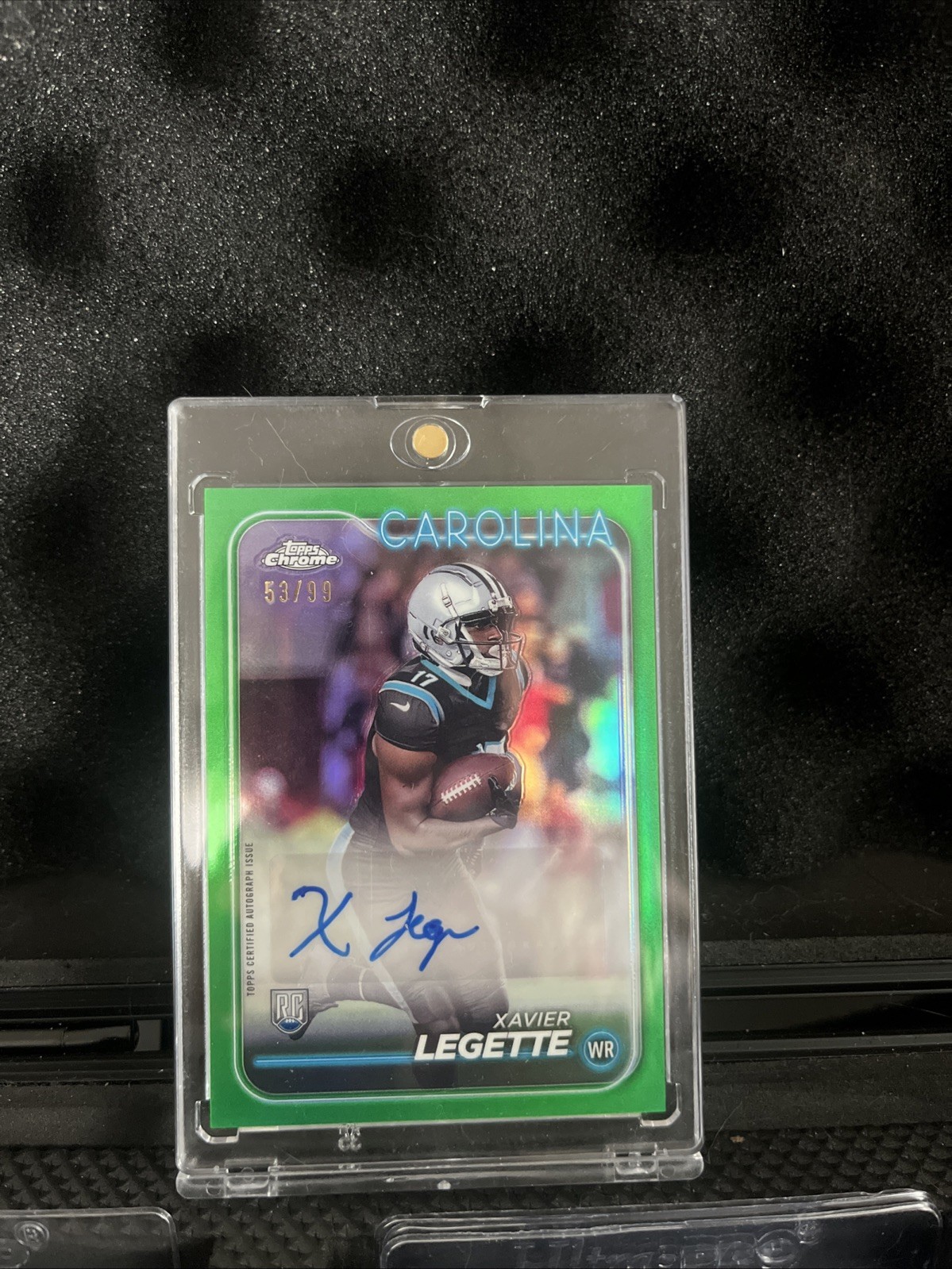 2024 Topps Chrome Football Xavier Legette Green Refractor Auto /99 RC Panthers
