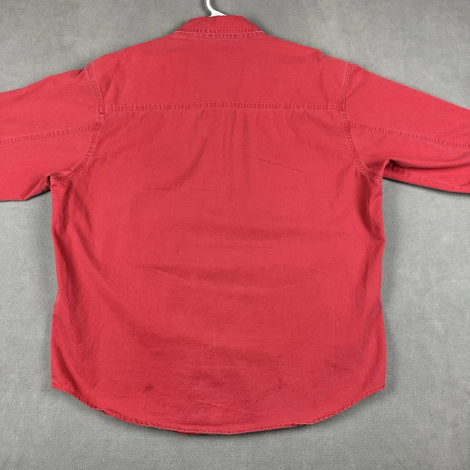 Camisa Levis De Colección Para Hombres XL Roja Denim Abotonada Calce Suelto Metal Botones Bolsillos Foto 2 de 4