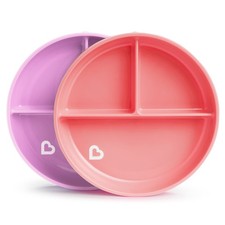 Munchkin  Stay Put  Suction Plates, Pink/Purple, 2 Pack
