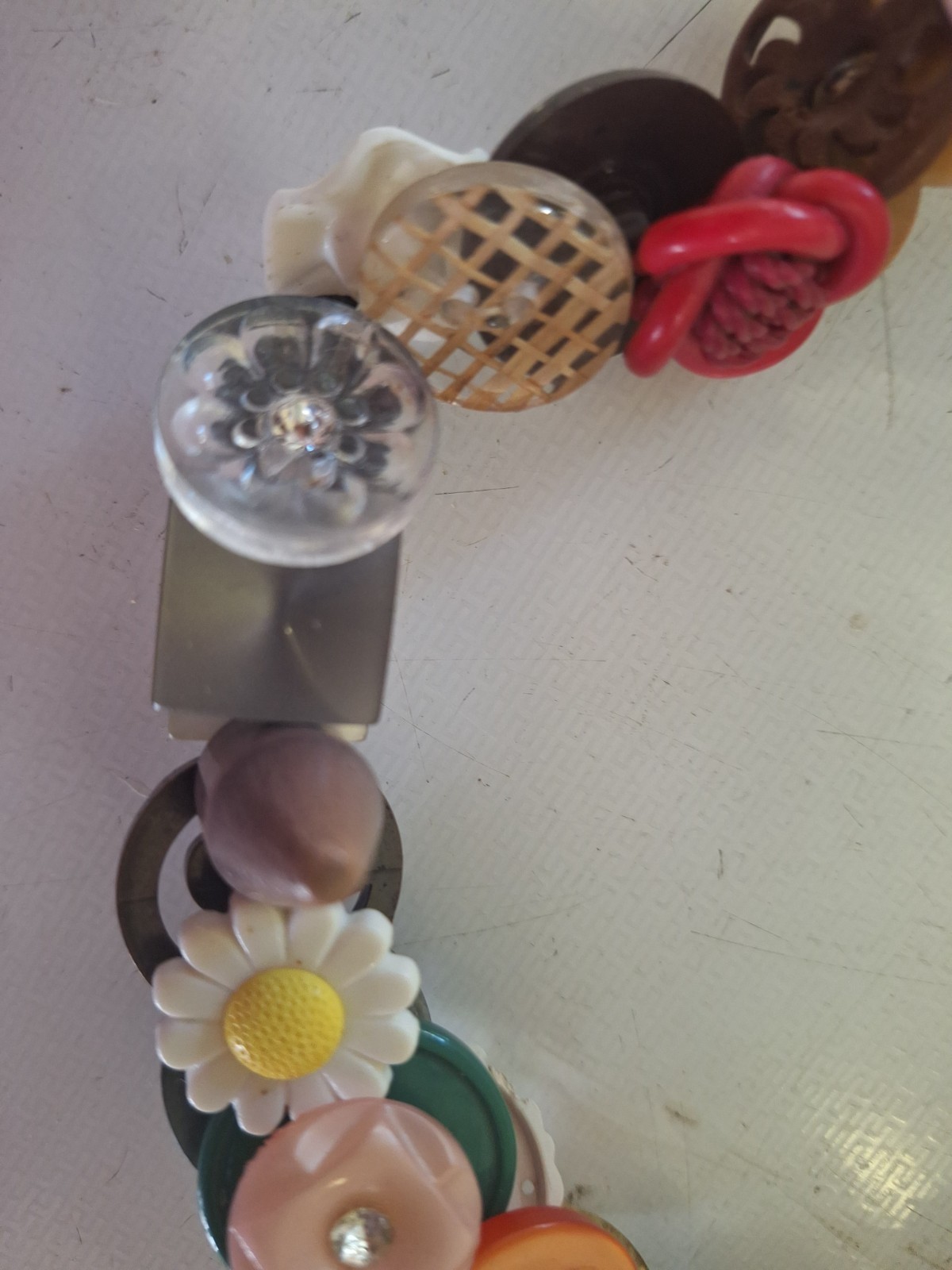 Vintage Button Necklace Dramatic Long Colorful - image 7