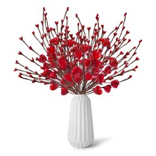 12PCS Valentines Day Decorations Flowers Artificial Floral,Red Valentine Hear...