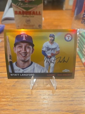 2025 Topps Chrome Platinum Wyatt Langford /50 Gold Toile Refractor