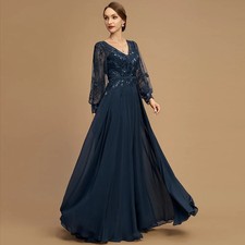 Customized Classic Navy Bule Mother Of The Bride Dresses Lace Appliques Sequined