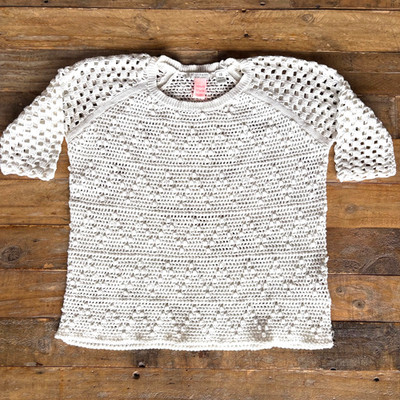 Scotch & Soda Downtown Surf Open Knit Top Pullover Sweater Sz Petite XS White