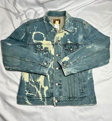 GAP 1969 Line Distressed Denim Trucker Jacket Large Bleach Splatter Acid Wash