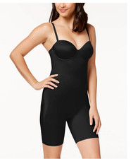  148 SPANX Suit Your Fancy Strapless Cupped Mid-Thigh Bodysuit, Black, MEDIUM
