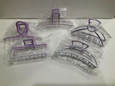 Gift Box 5 Pack Purple Metal Jumbo Hair Claw Clip Large Strong Hold B1
