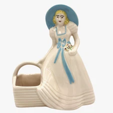 Vintage Ceramic Pottery Planter by Hull Southern Belle with Blue Bonnet & Basket
