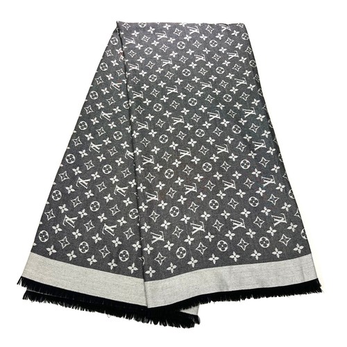 Auth LOUIS VUITTON Shawl Monogram Denim M71378 Noir IL0196 Scarf JP | eBay