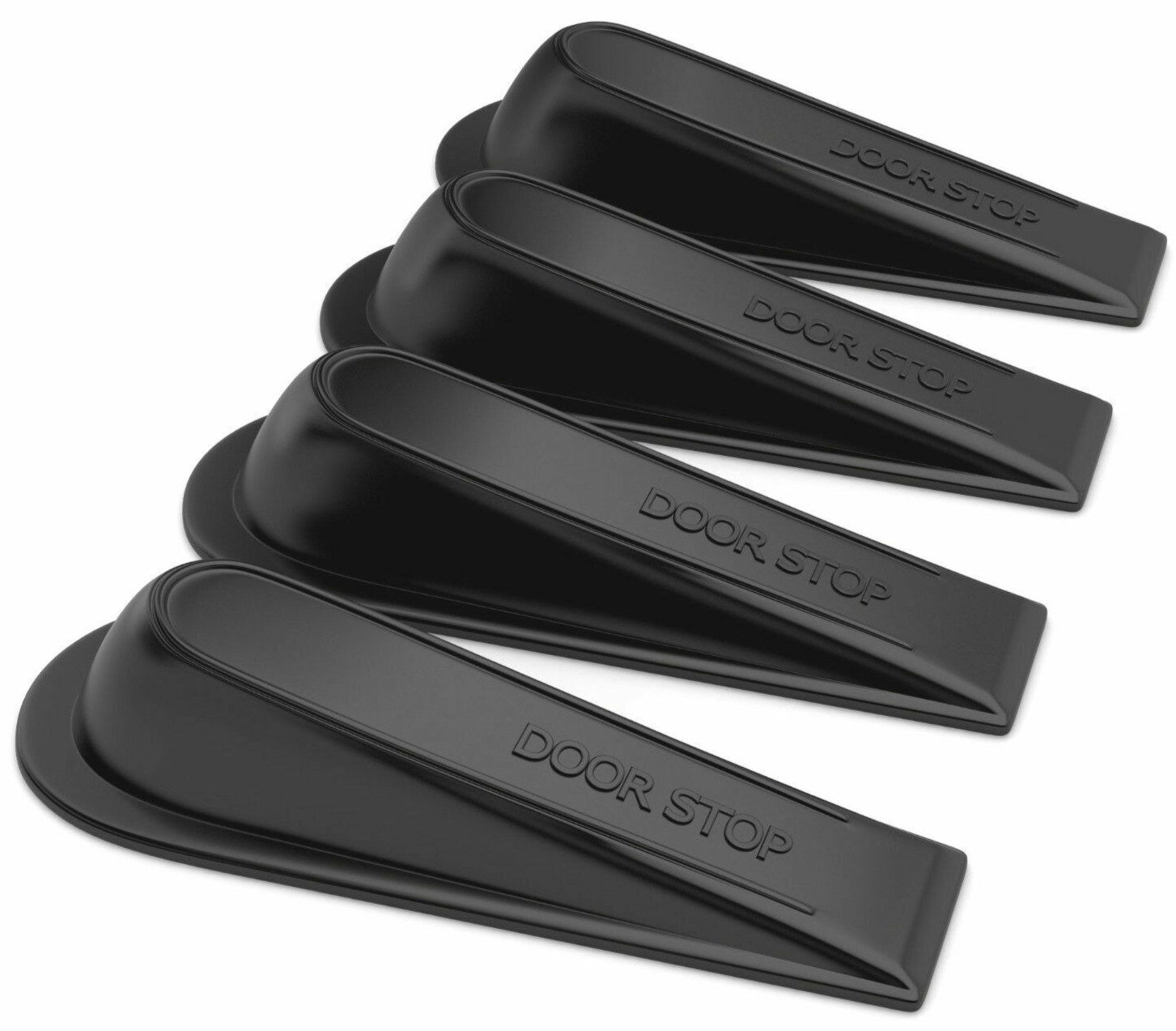 4 Rubber Door Wedges Black Heavy Duty Stops Stoppers Home Office Work  DWEDGE2