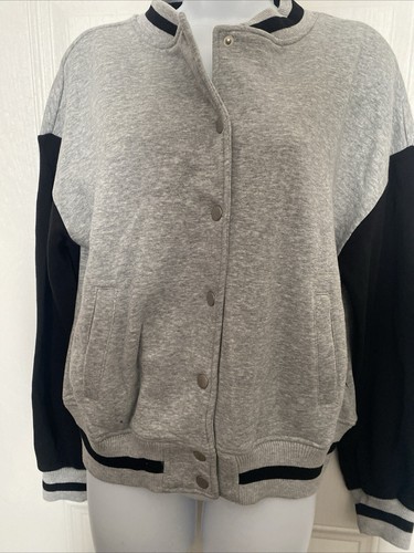No Boundaries Juniors SIZE L Varsity Jacket Heather Gray And Black NWT - Picture 7 of 11