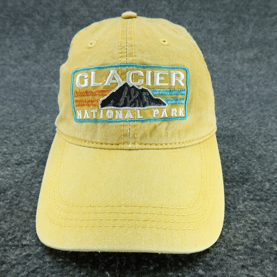 Glacier National Park Hat Cap Mens One Size Yellow Baseball Embroidered