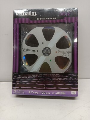 Verbatim Digital Movie DVD + Recordable 3-Pack DVD+R 120 Minutes 4.7GB Unused