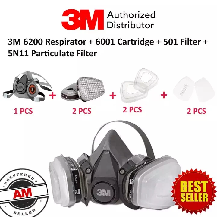 3M 7 IN 1 Reusable Half Face Respirator Facepiece Gas Mask Spraying Painting MED - Image 4 of 4