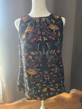 Cabi 3621 Legend Blouse Tank Top Size S Womans Black Floral Folklore Sleeveless