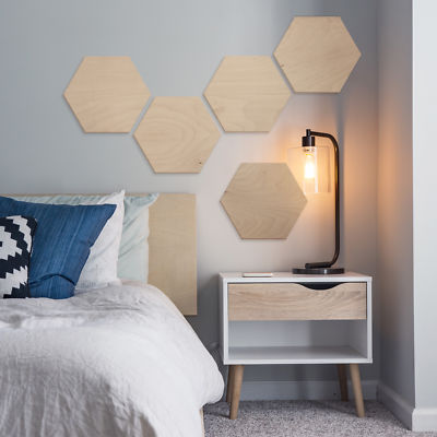 Hexagon - Holz Birke-Furnier (3er Set) Wanddeko Trenddeko hochwertiger Druck