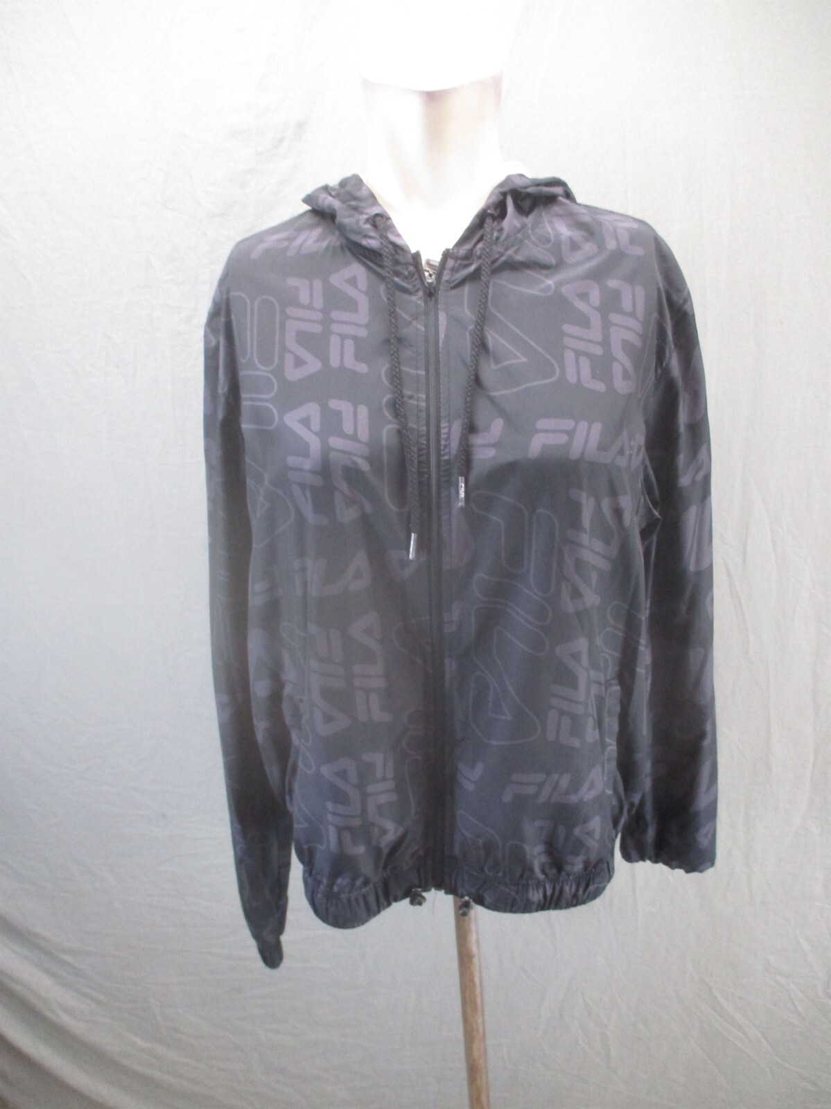 Giacca a vento leggera FILA taglia M donna full zip coulisse tasca cappuccio 507