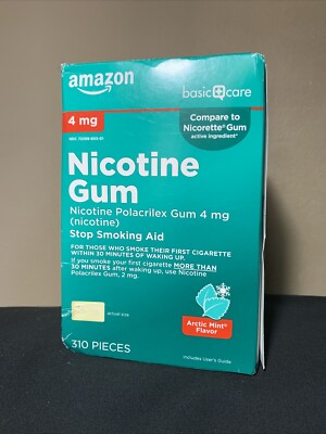 AmazonBasic Care Nicotine Polacrilex Gum 4mg, Artic Mint, 310 Ct EXP 092025