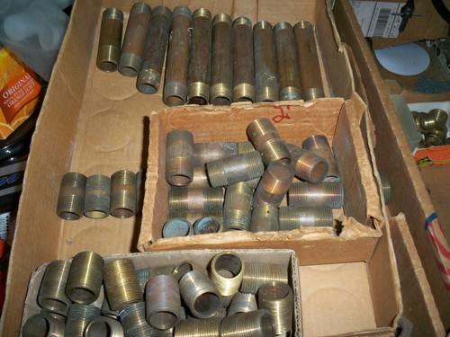 3/4" Brass Pipe Threaded Screw Nipples and Fittings Plumbing NPT NEW OLD Stock